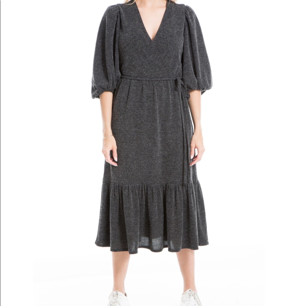 MAX STUDIO surplice balloon sleeve midi